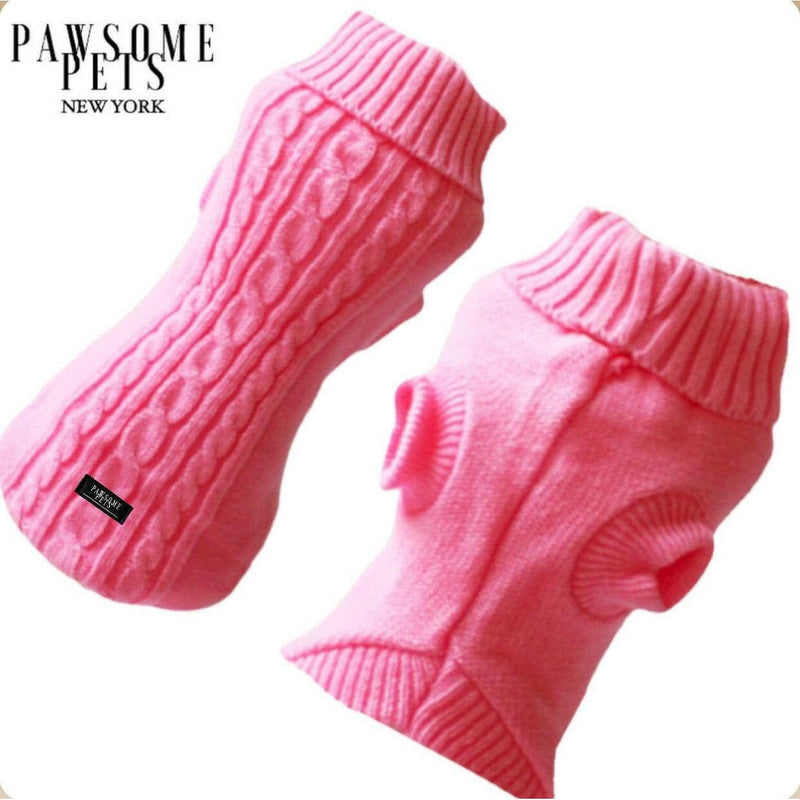 Pet Cable Knit Sweater - Rose Pink.