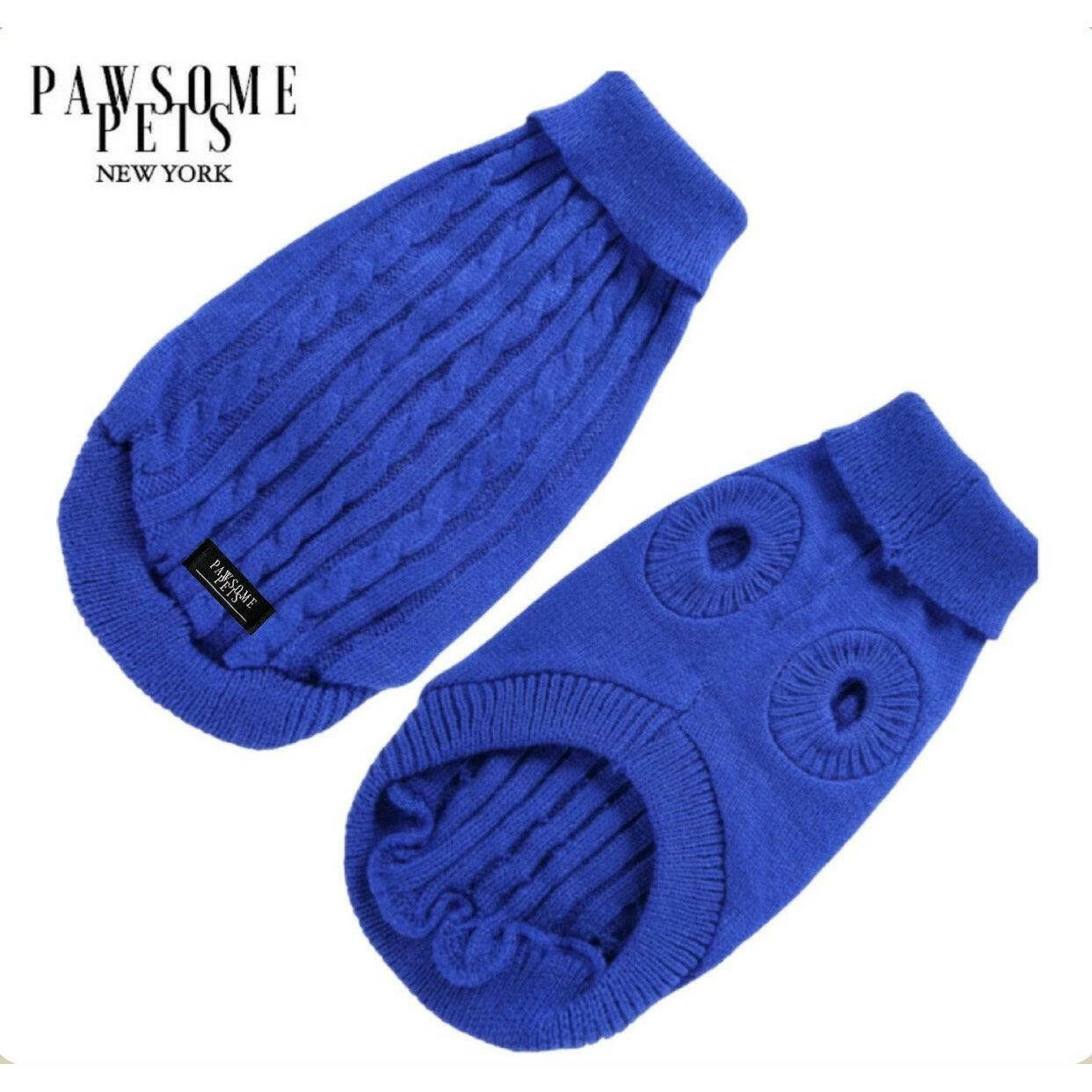 Pet Cable Knit Sweater - Dark Blue.