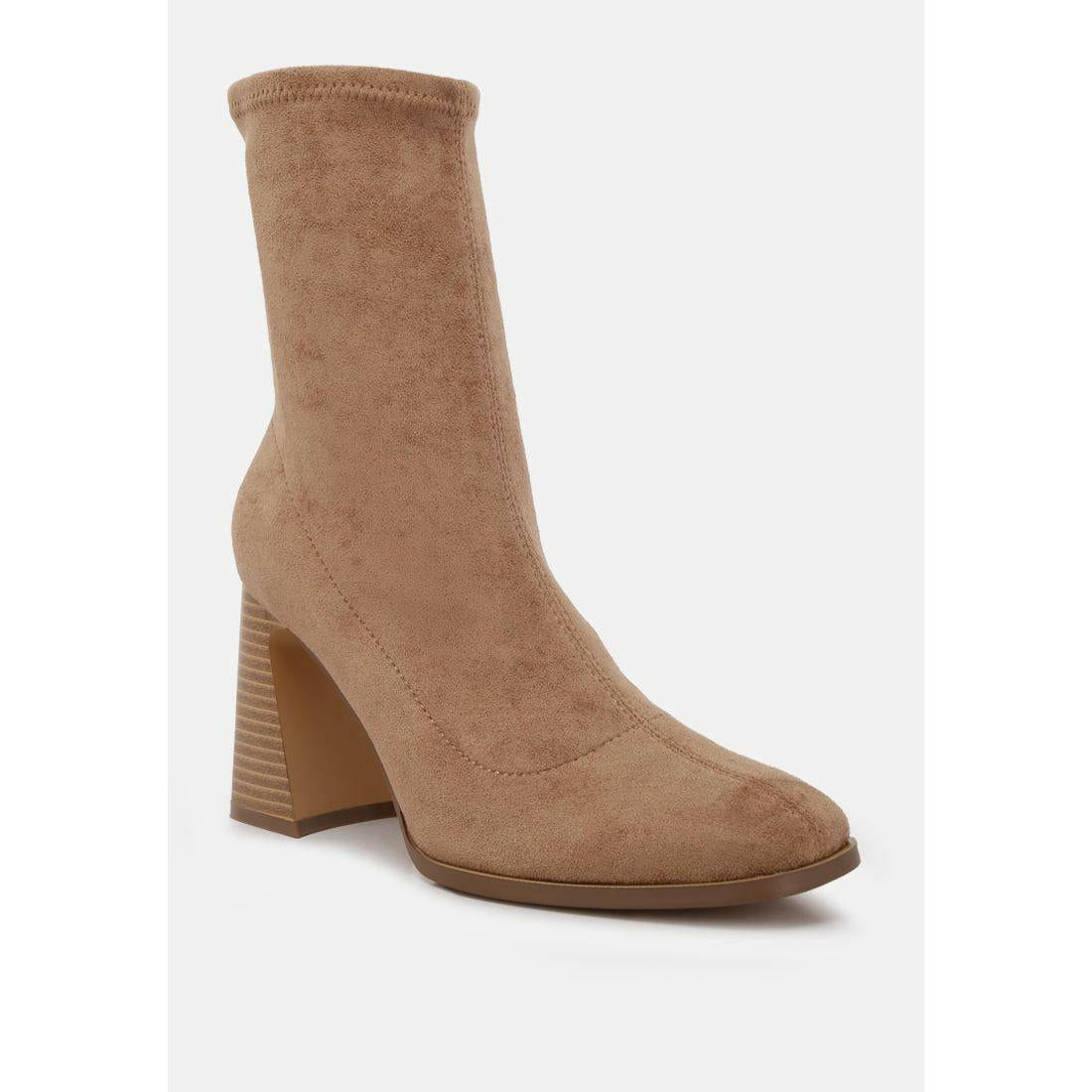 Candid High Ankle Flared Block Heel Boots.