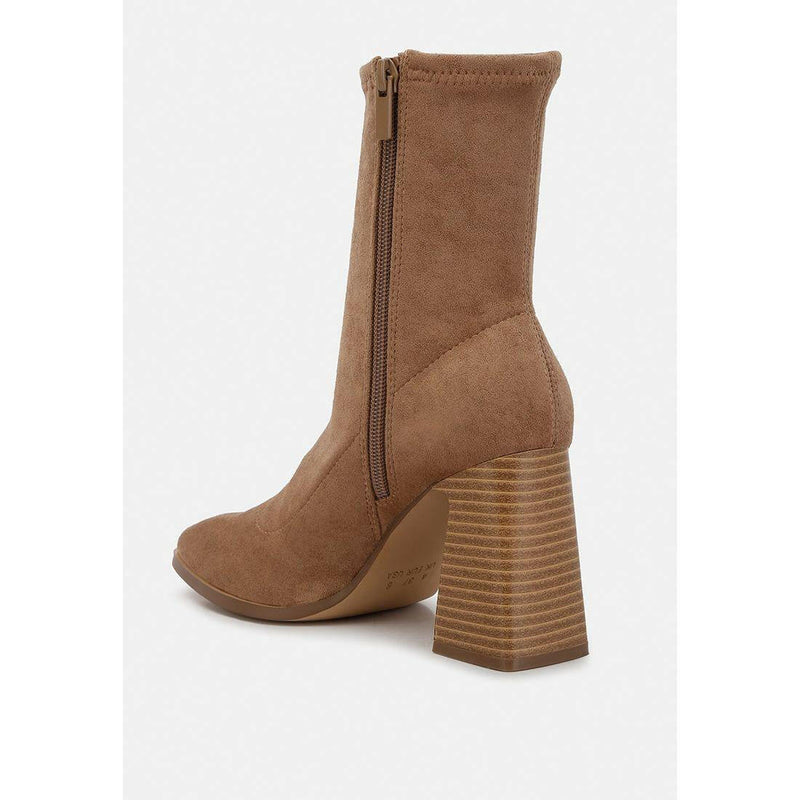 Candid High Ankle Flared Block Heel Boots - quirkitrendz