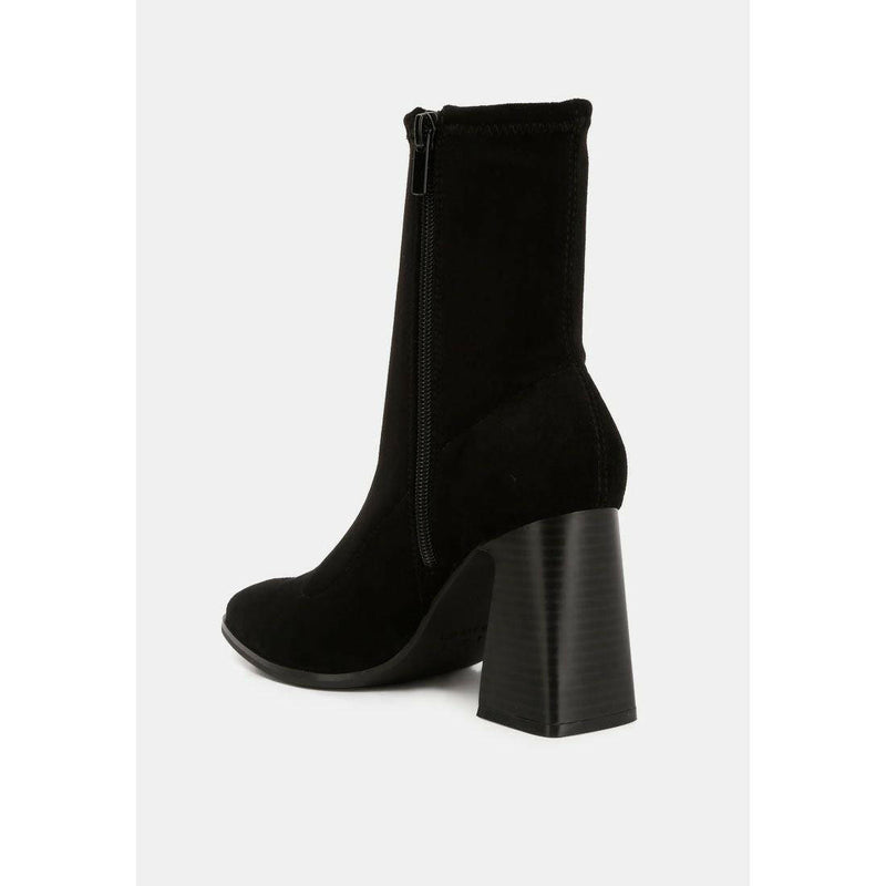 Candid High Ankle Flared Block Heel Boots - quirkitrendz