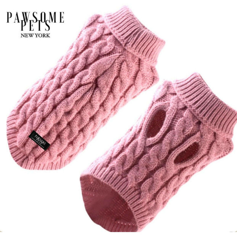 Pet Cable Knit Sweater - Warm Pink.