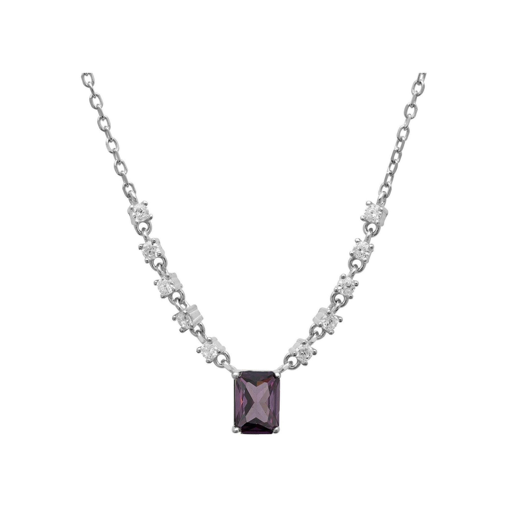 Claudia Gemstone Pendant Necklace Silver Lilac Amethyst.