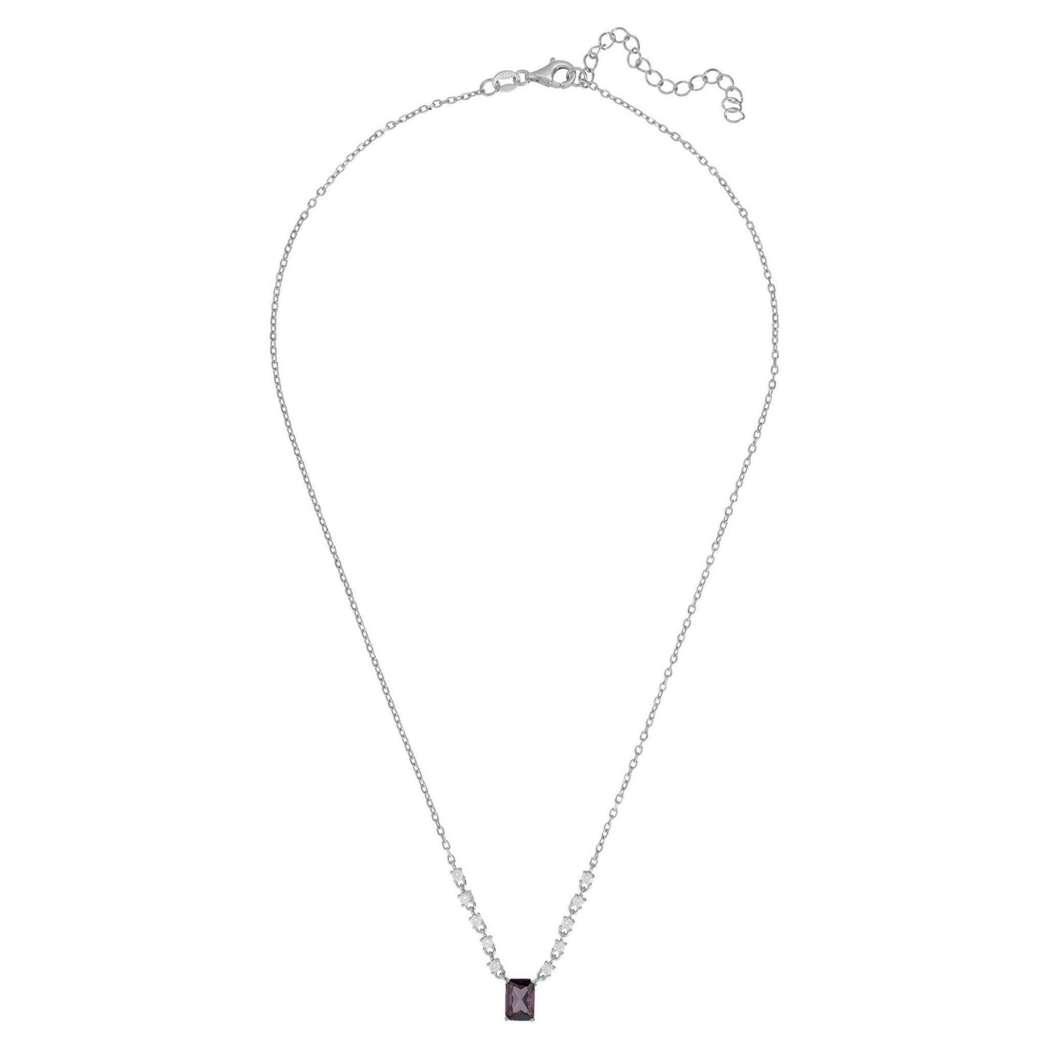 Claudia Gemstone Pendant Necklace Silver Lilac Amethyst.