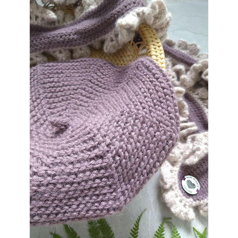 Mauve Alpaca Knitted Beret.