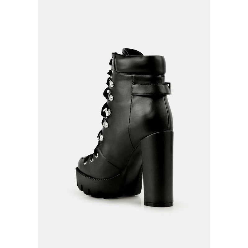 Willow Cushion Collared Lace-Up High Ankle Combat Boots.