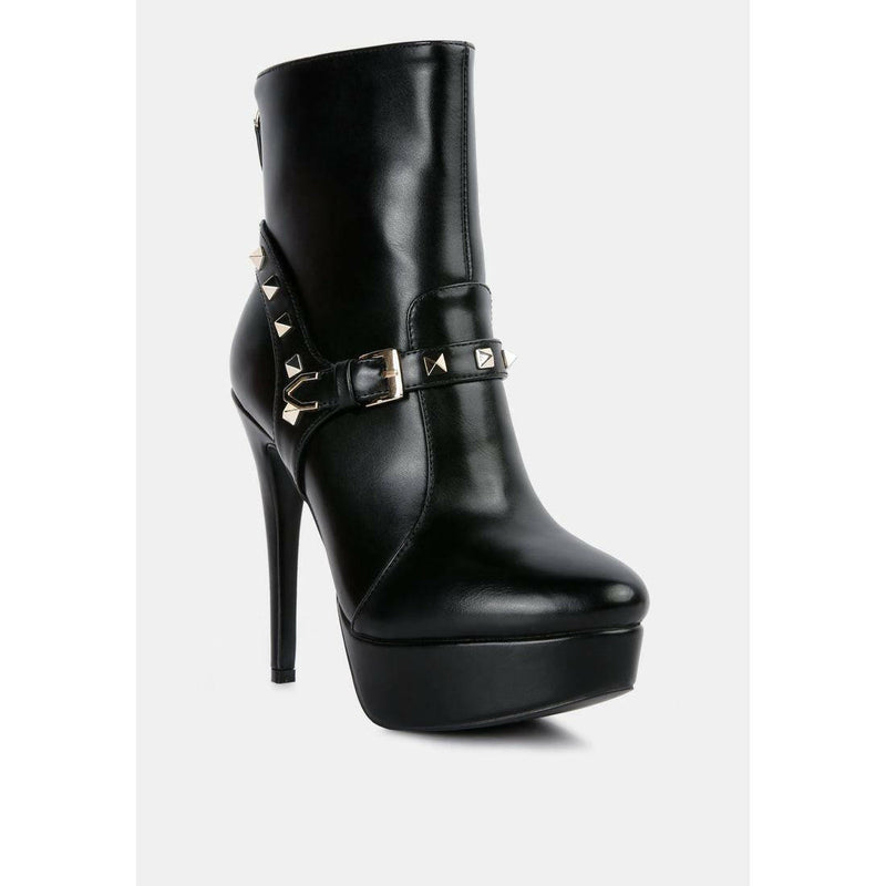 Dejang Metal Stud Embellished Faux Leather Ankle Boot - quirkitrendz