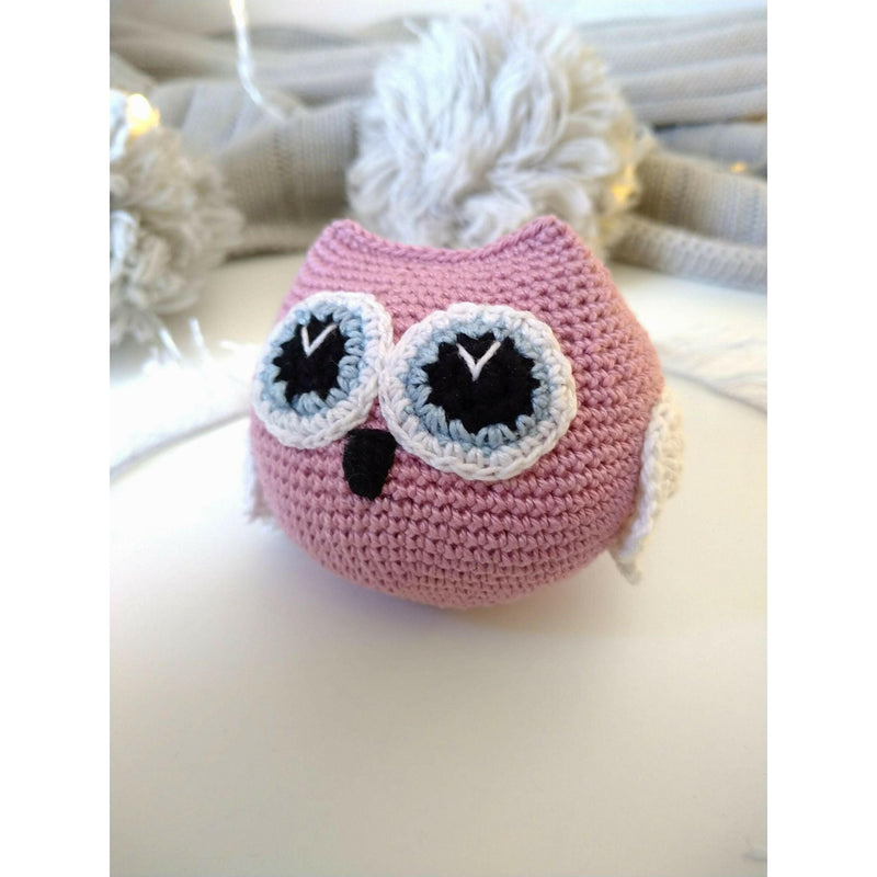 Pink Owl Baby Rattle.