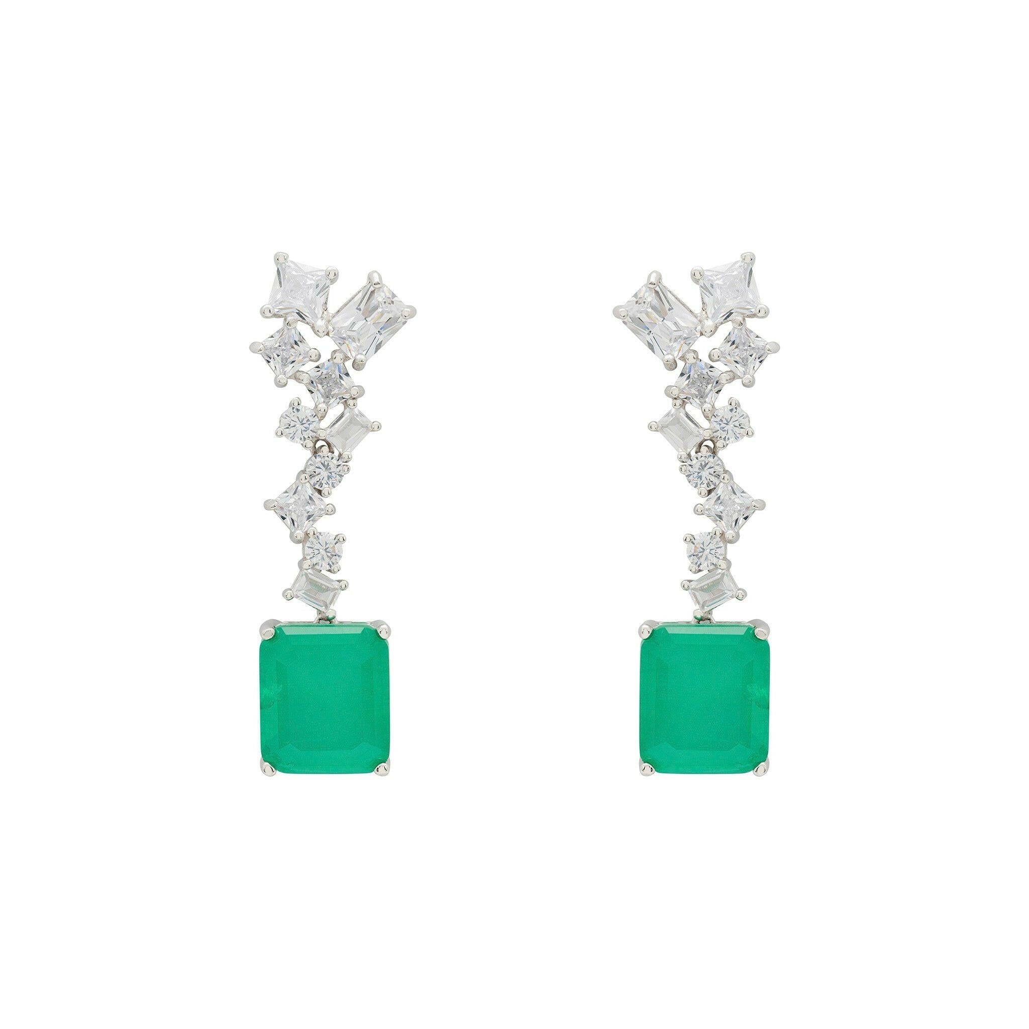 Diana Colombian Emerald Drop Earrings Silver.