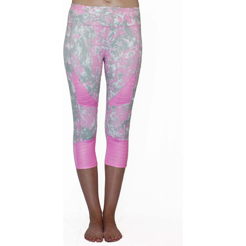 Pink and Gray Marble Moto - Pocket Capri.