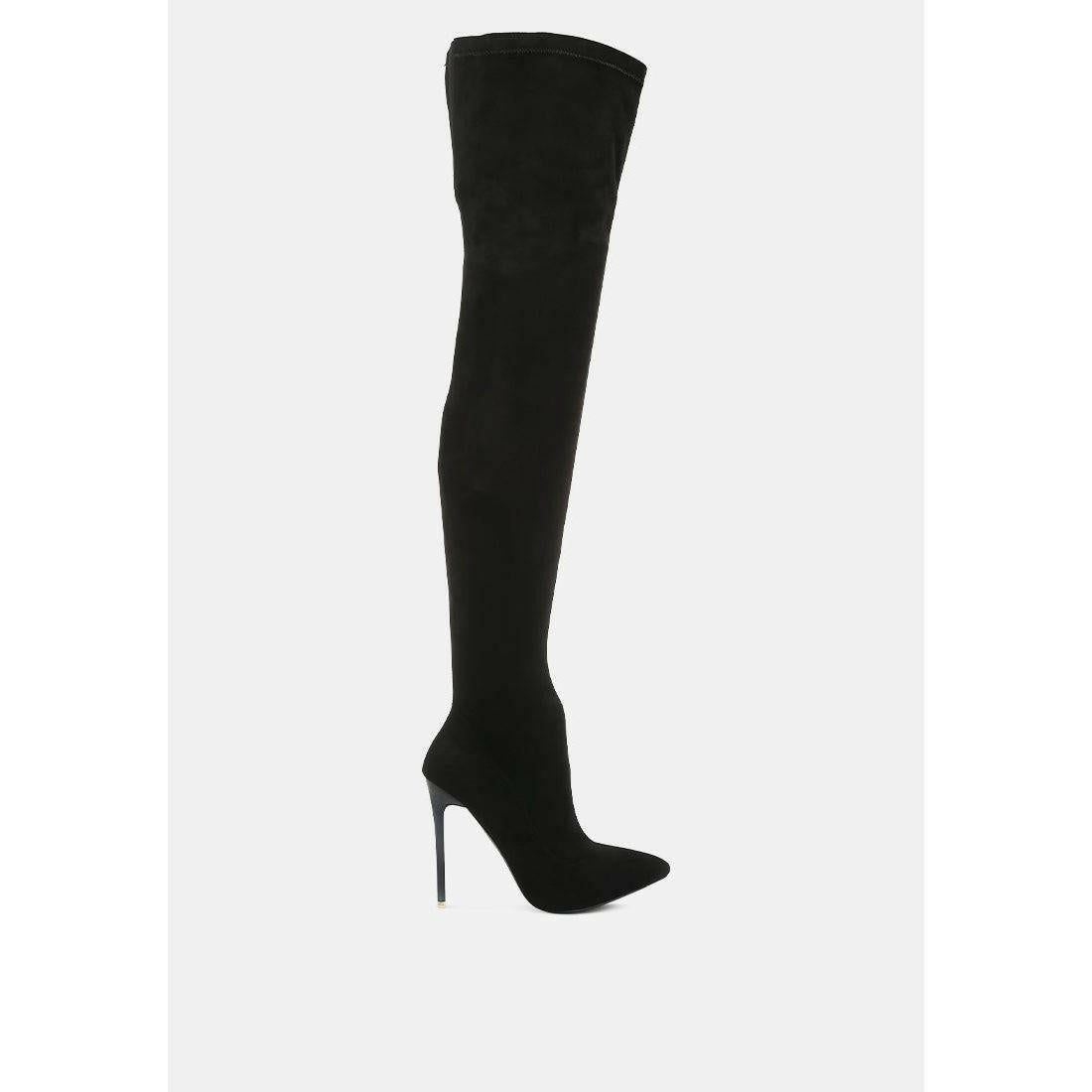 Faux Suede Stiletto Long Boots.