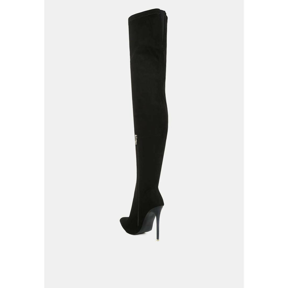 Faux Suede Stiletto Long Boots.