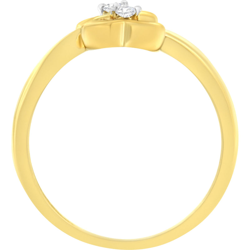 14KT Yellow Gold 1/20 Ctw. Dual Heart Diamond Ring.