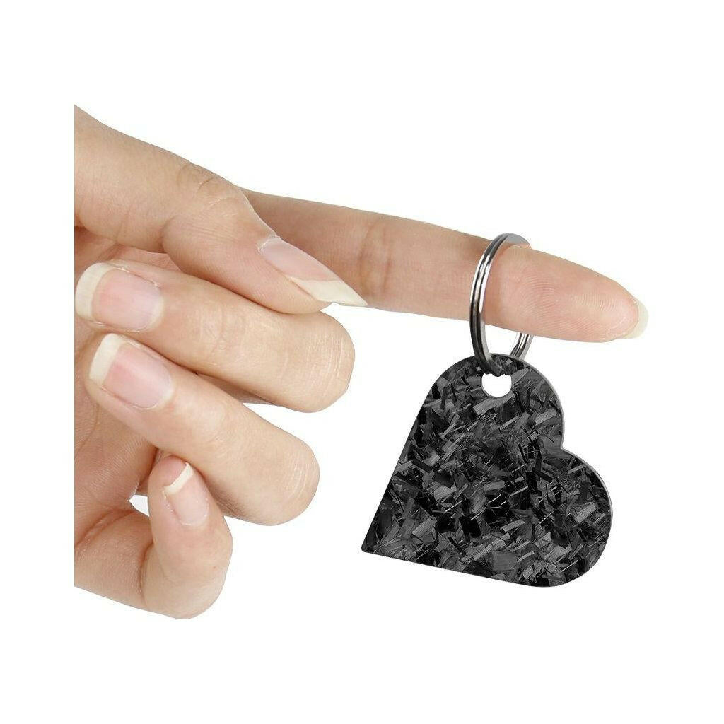 Forged Carbon Fiber Heart Shaped Keychain.