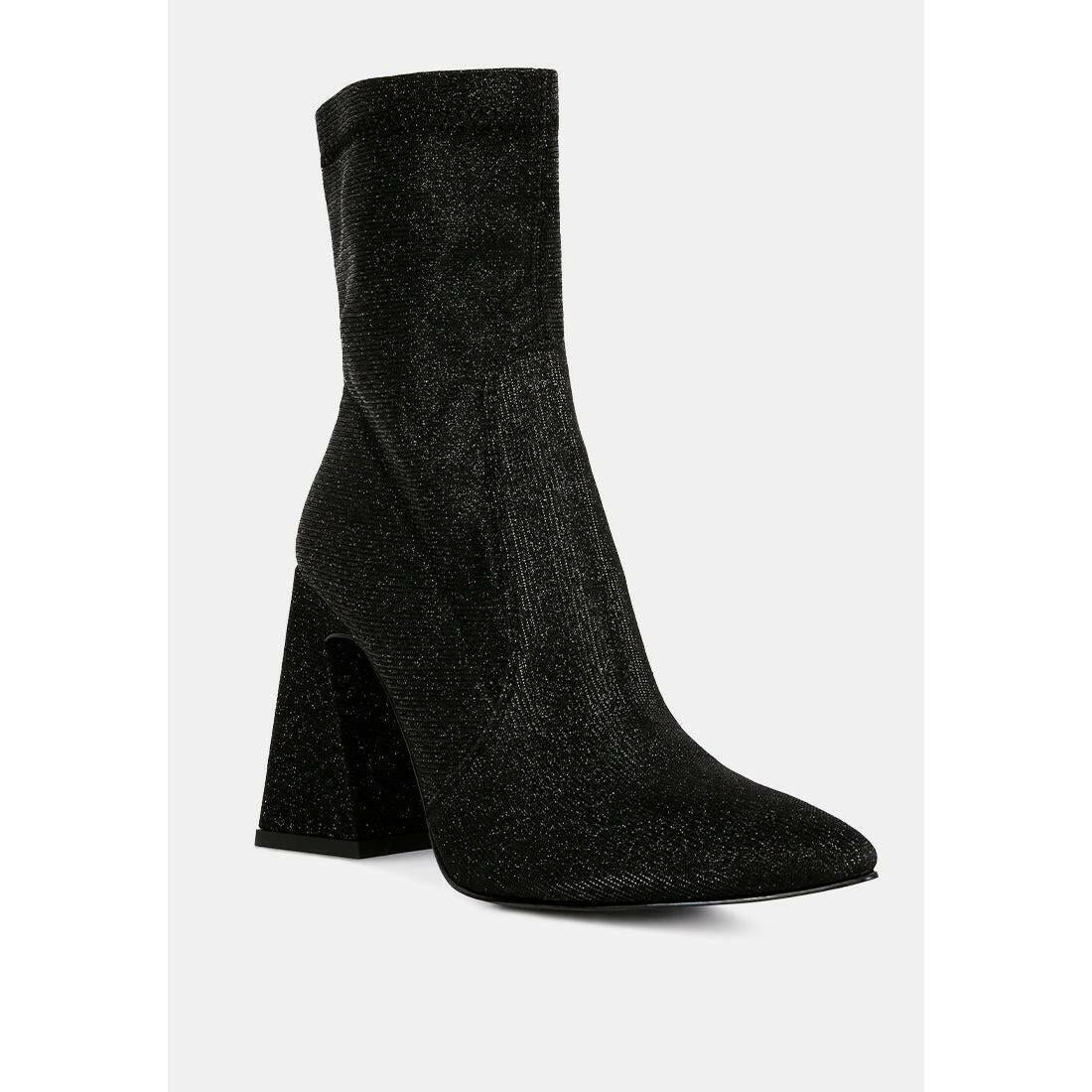 Hustlers Shimmer Block Heeled Ankle Boots.