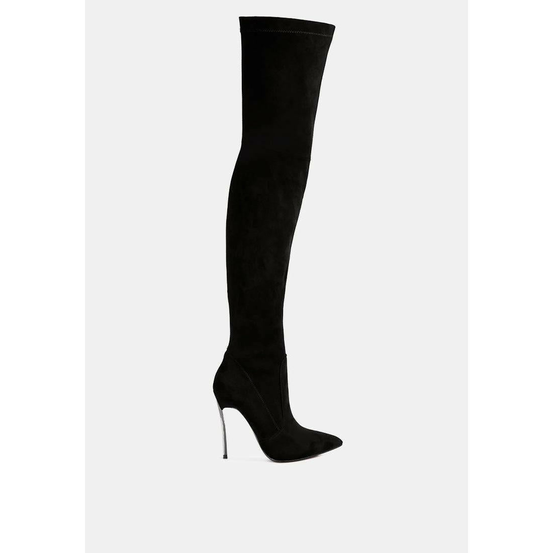 Jaynetts Stretch Suede Micro High Knee Boots.