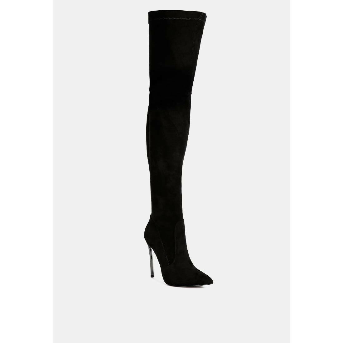 Jaynetts Stretch Suede Micro High Knee Boots.