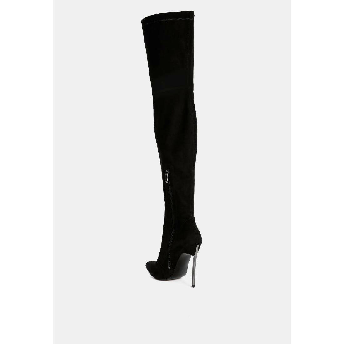 Jaynetts Stretch Suede Micro High Knee Boots.