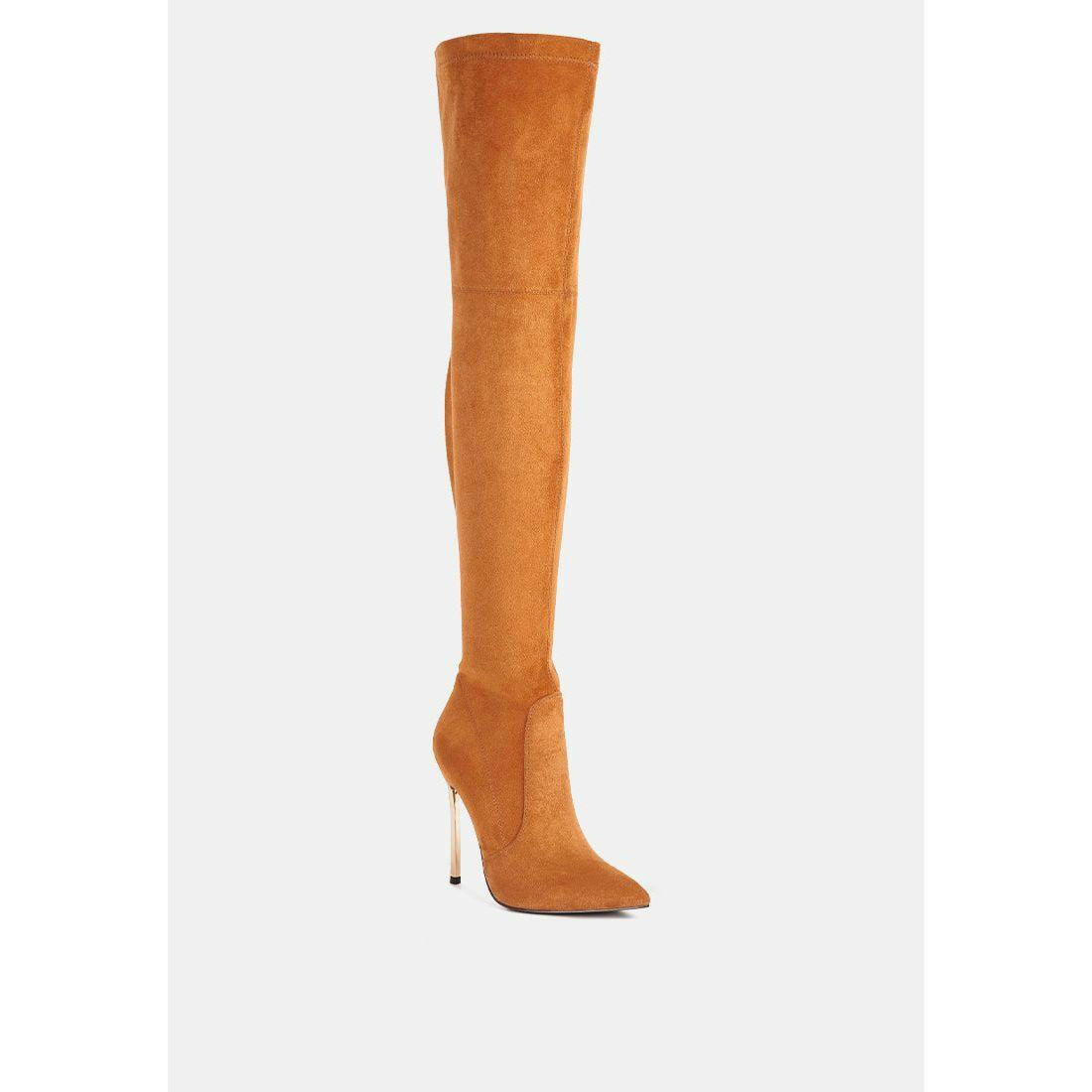 Jaynetts Stretch Suede Micro High Knee Boots.