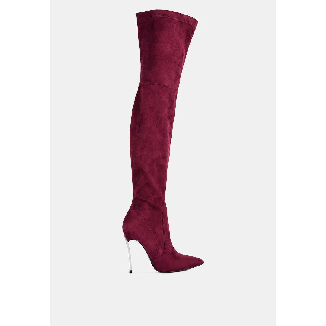 Jaynetts Stretch Suede Micro High Knee Boots.