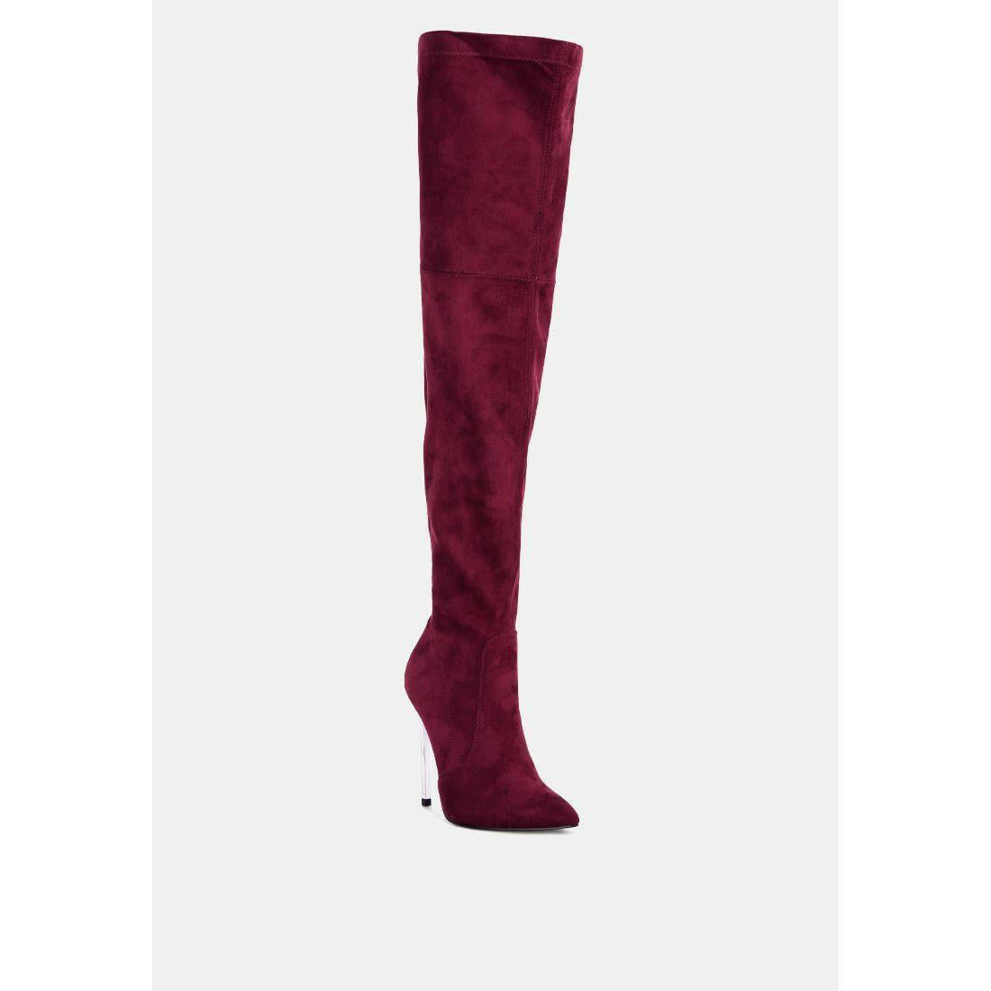 Jaynetts Stretch Suede Micro High Knee Boots.