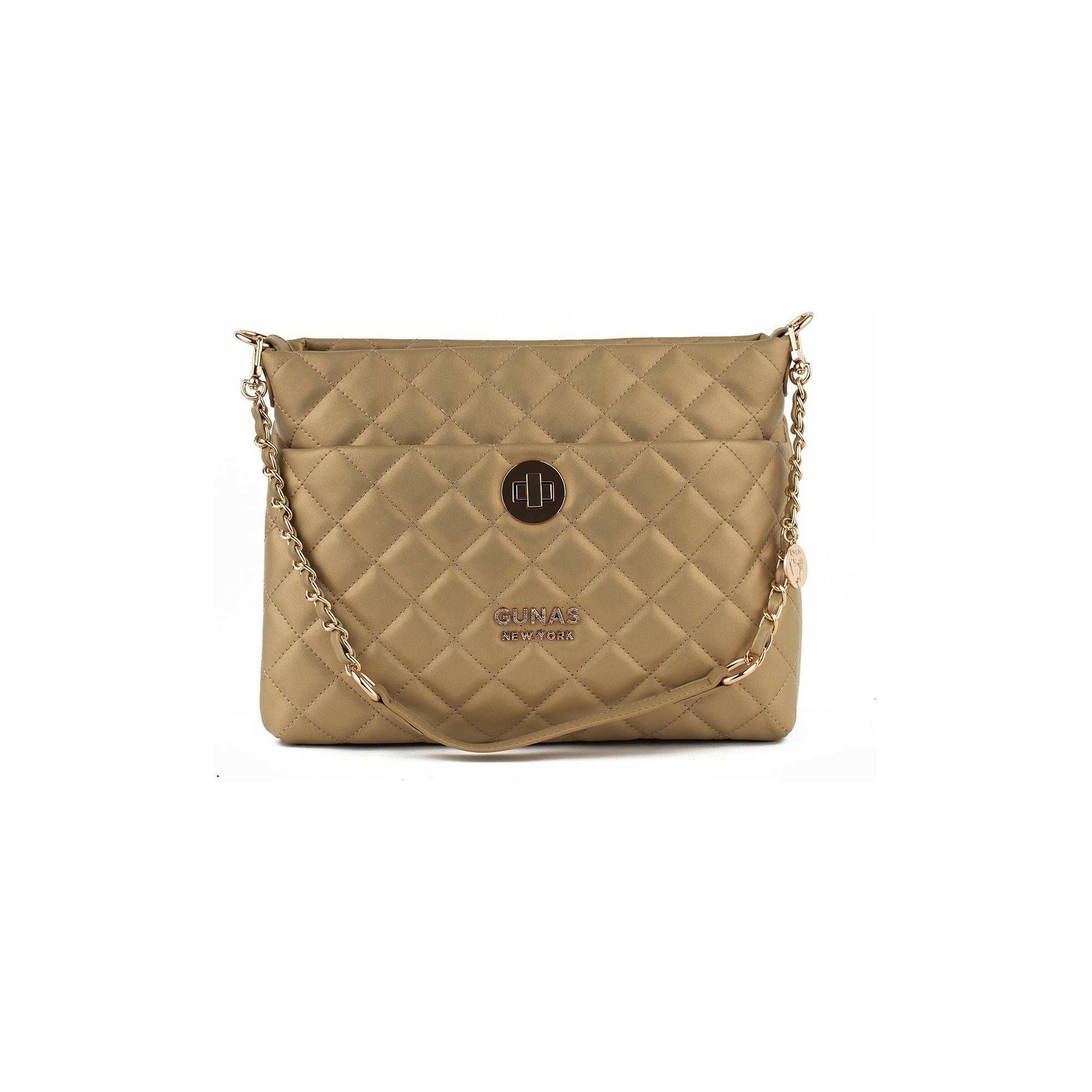 Koi - Gold Quilted Vegan Leather Purse.