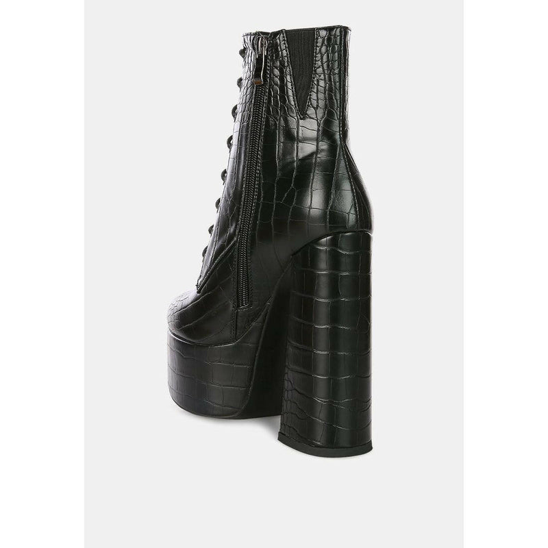 Magdalene Croc High Heel Patform Boots |  quirkitrendz.