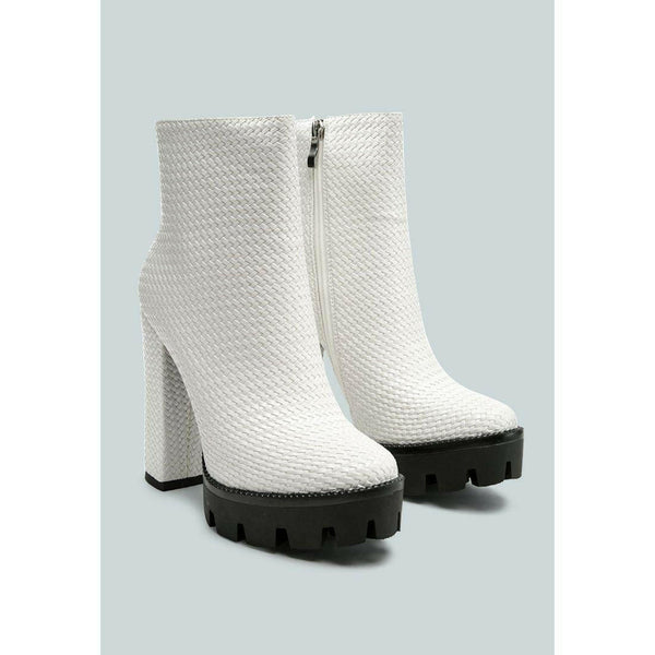 Moleski Textured Block Heeled Boots - quirkitrendz