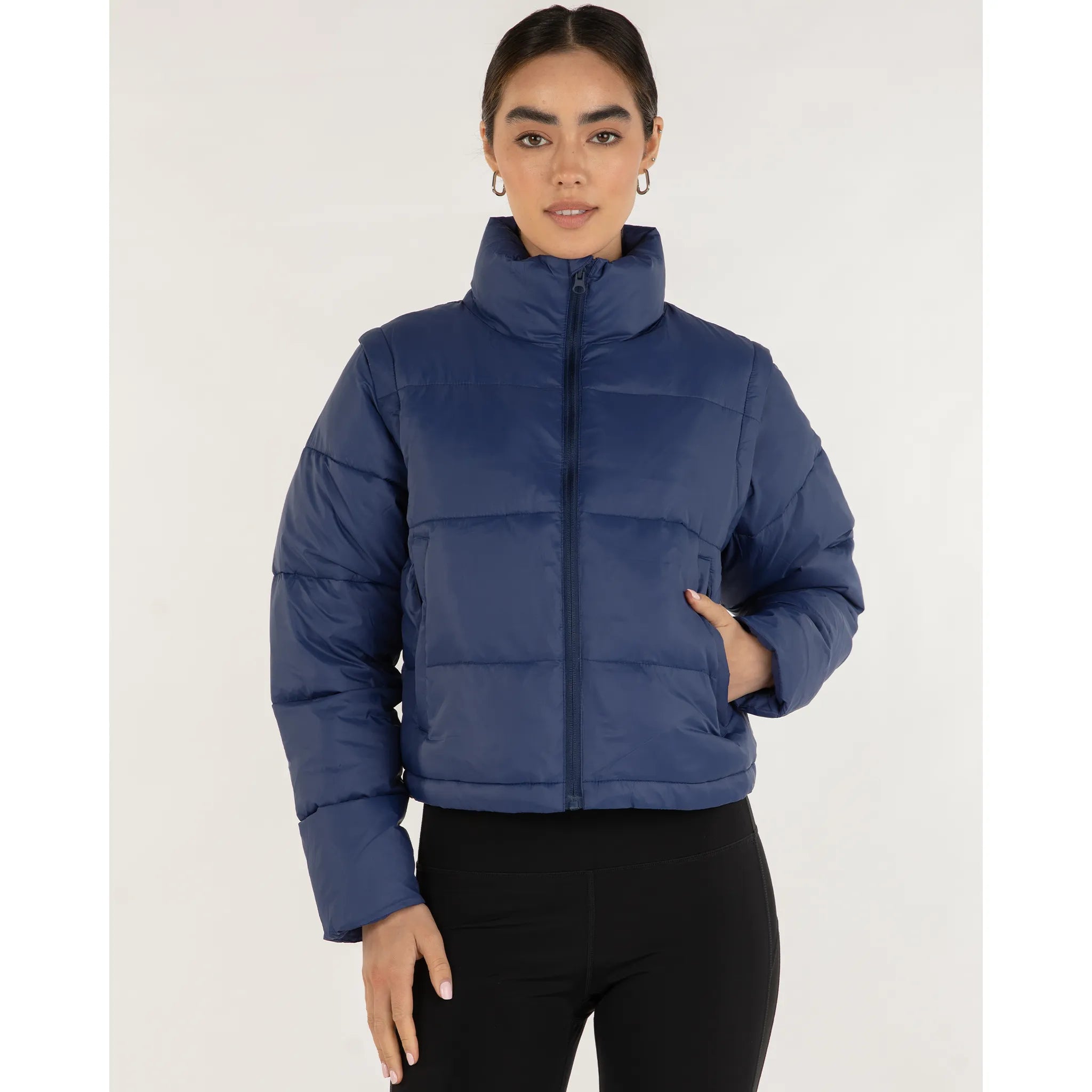 On the Go Puffer Convertible Jacket Vest.