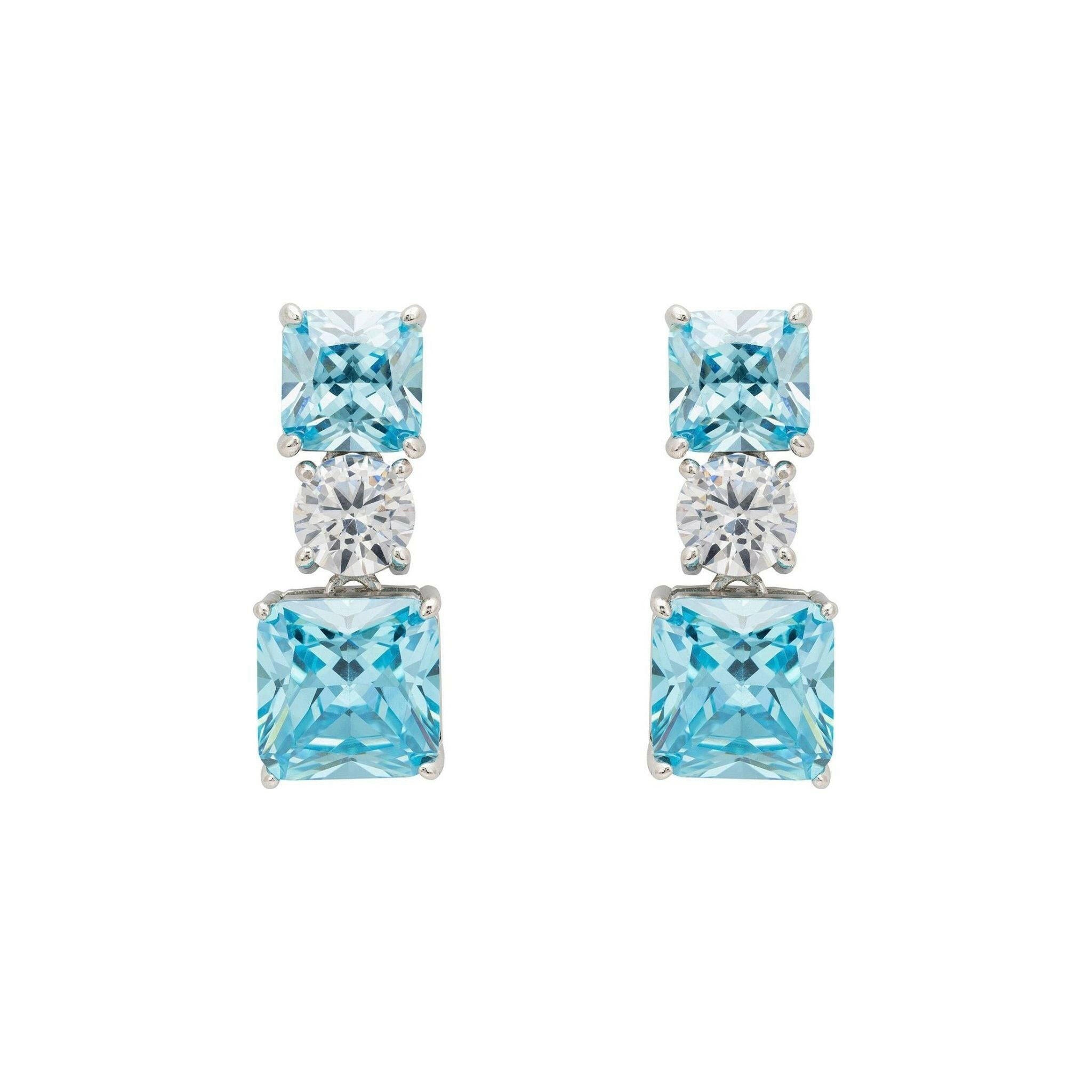 Penelope Drop Earrings Blue Topaz Silver.