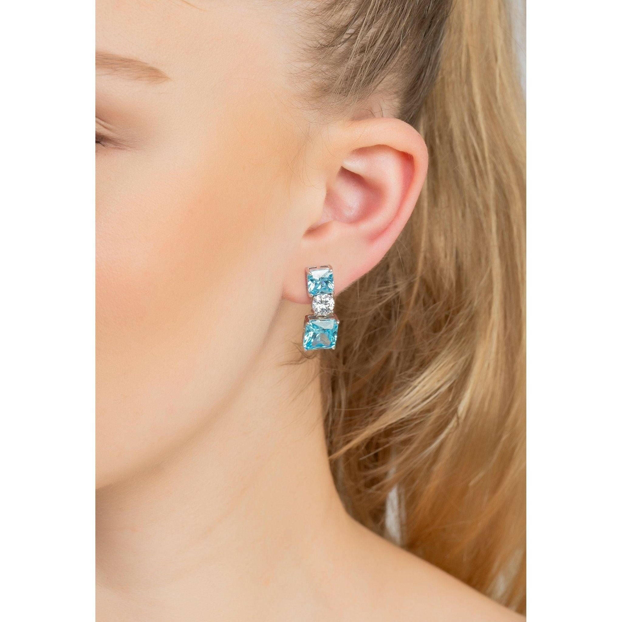 Penelope Drop Earrings Blue Topaz Silver.