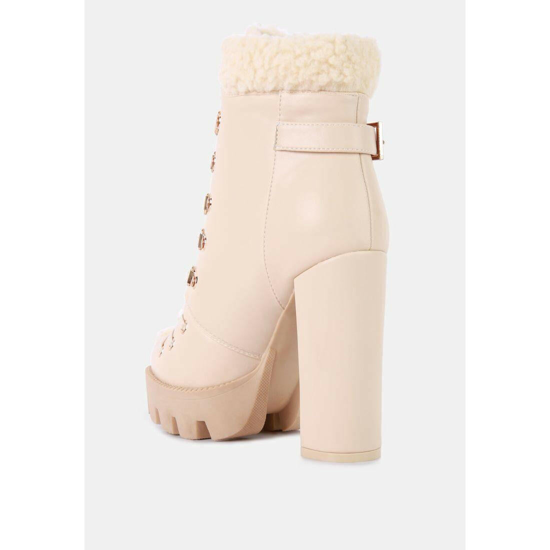 Pines Faux Fur Collared Platform Ankle Boots.