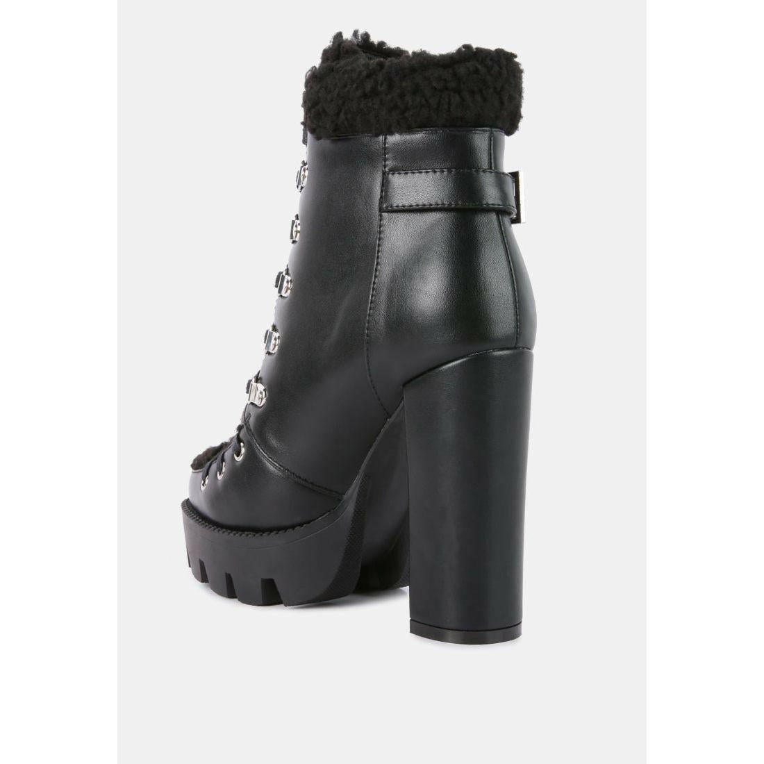 Pines Faux Fur Collared Platform Ankle Boots.