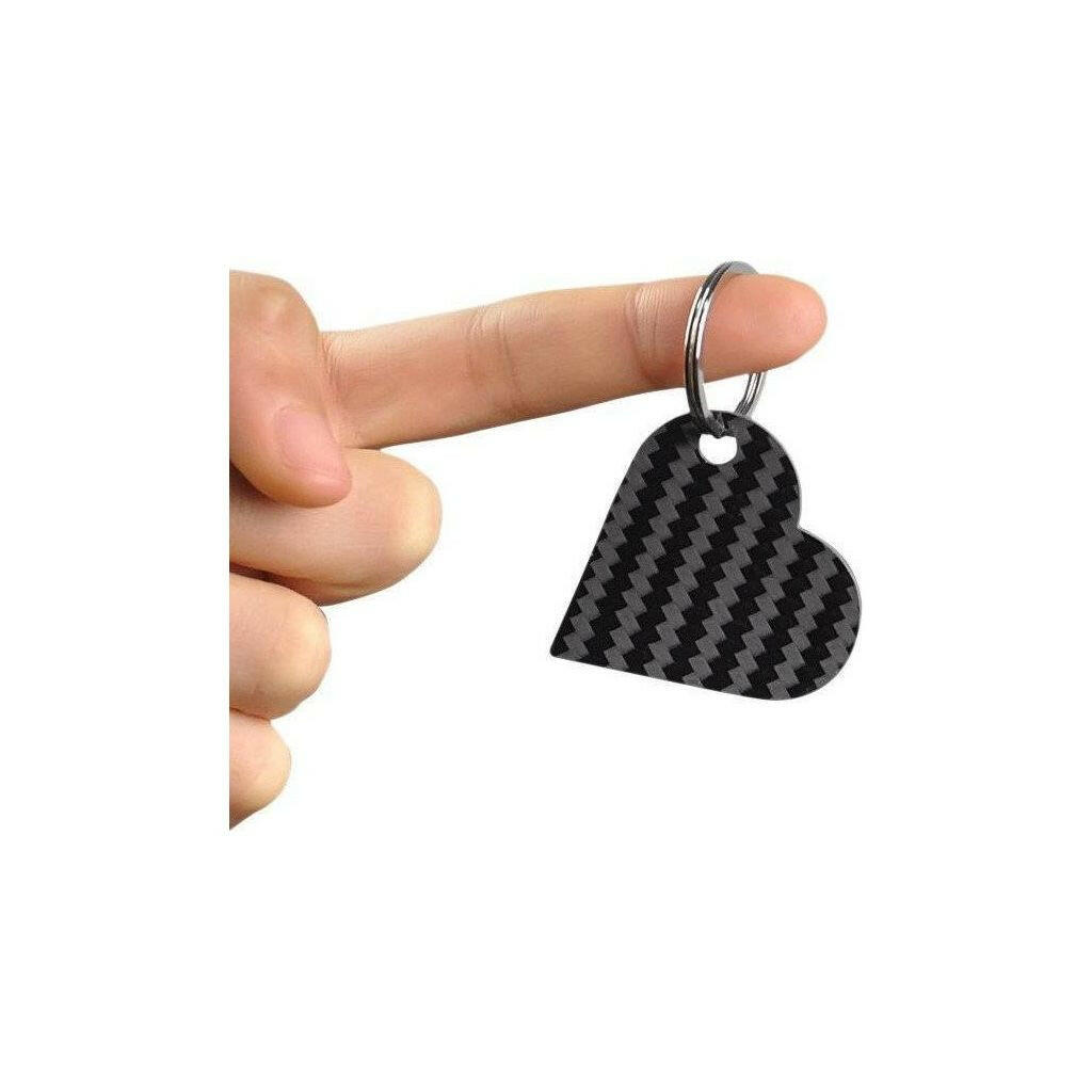 Real Carbon Fiber Heart Shaped Keychain.