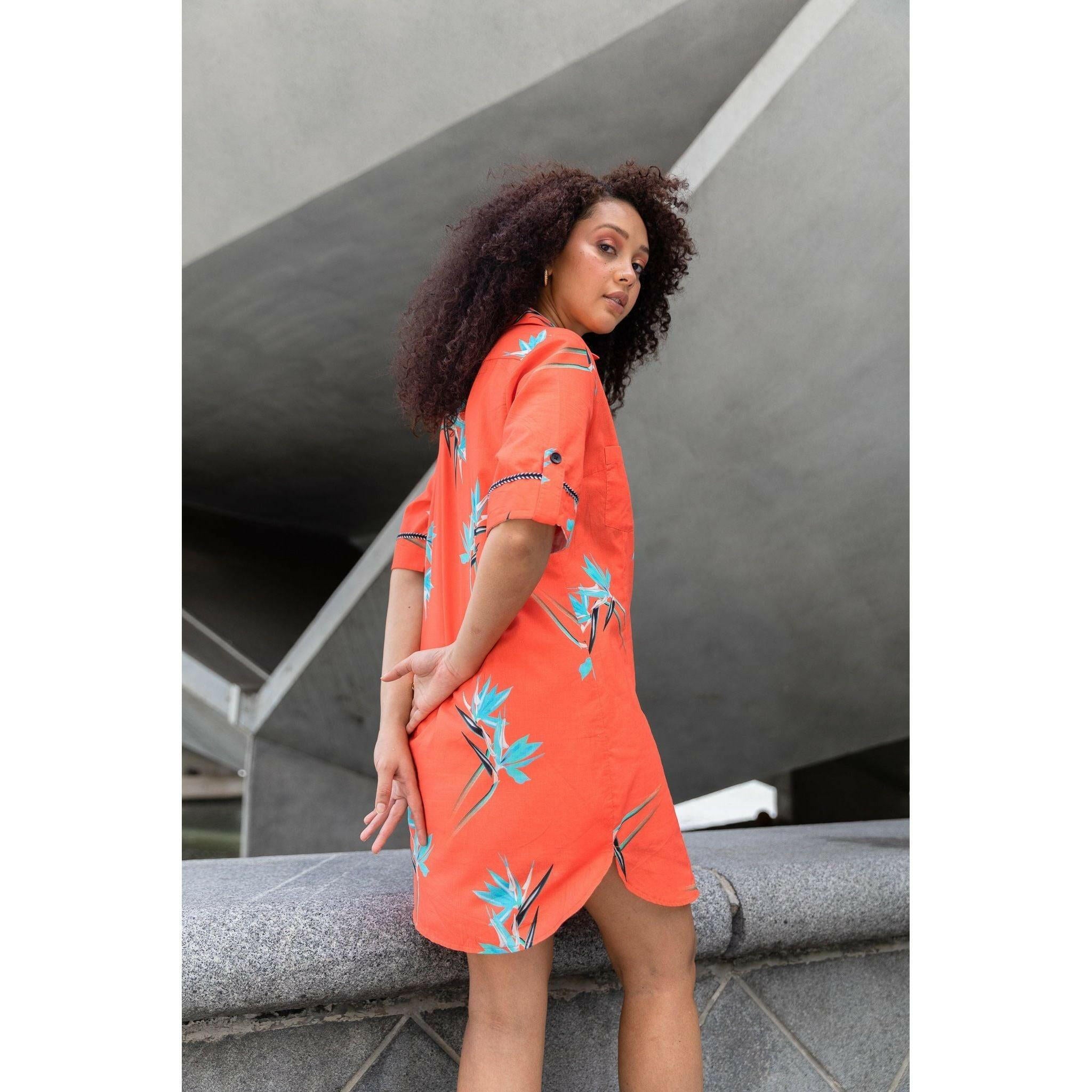 Red Floral Fiesta Shirt Dress.