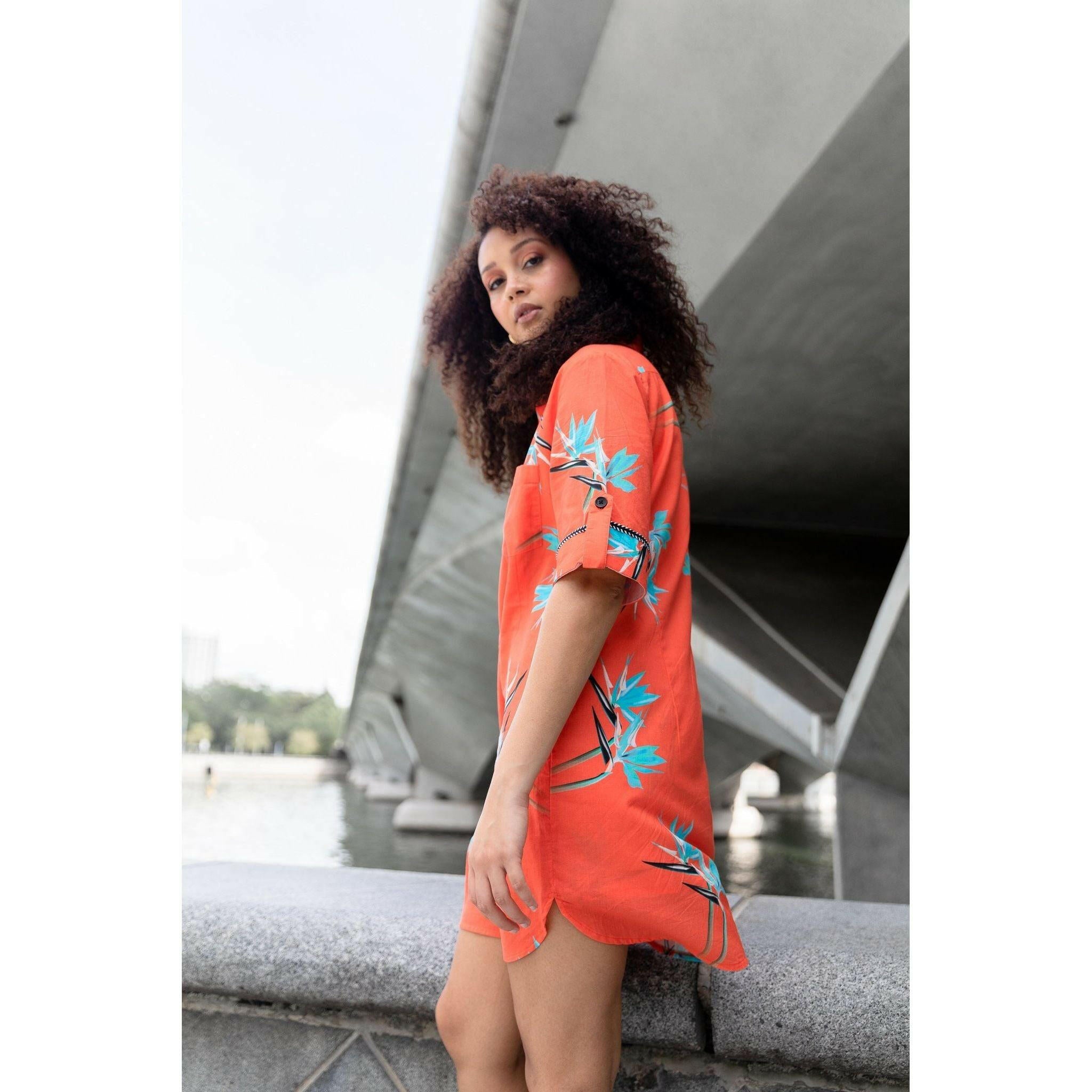 Red Floral Fiesta Shirt Dress.