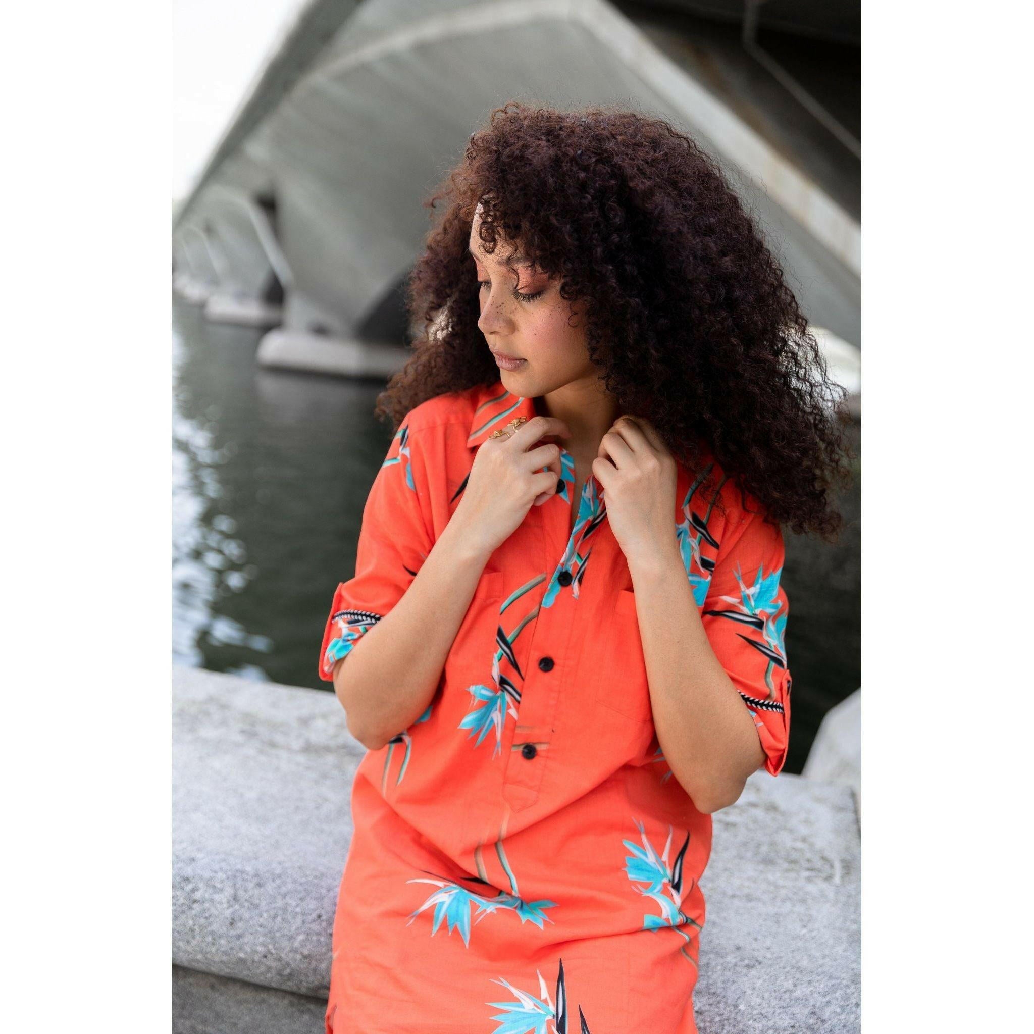 Red Floral Fiesta Shirt Dress.