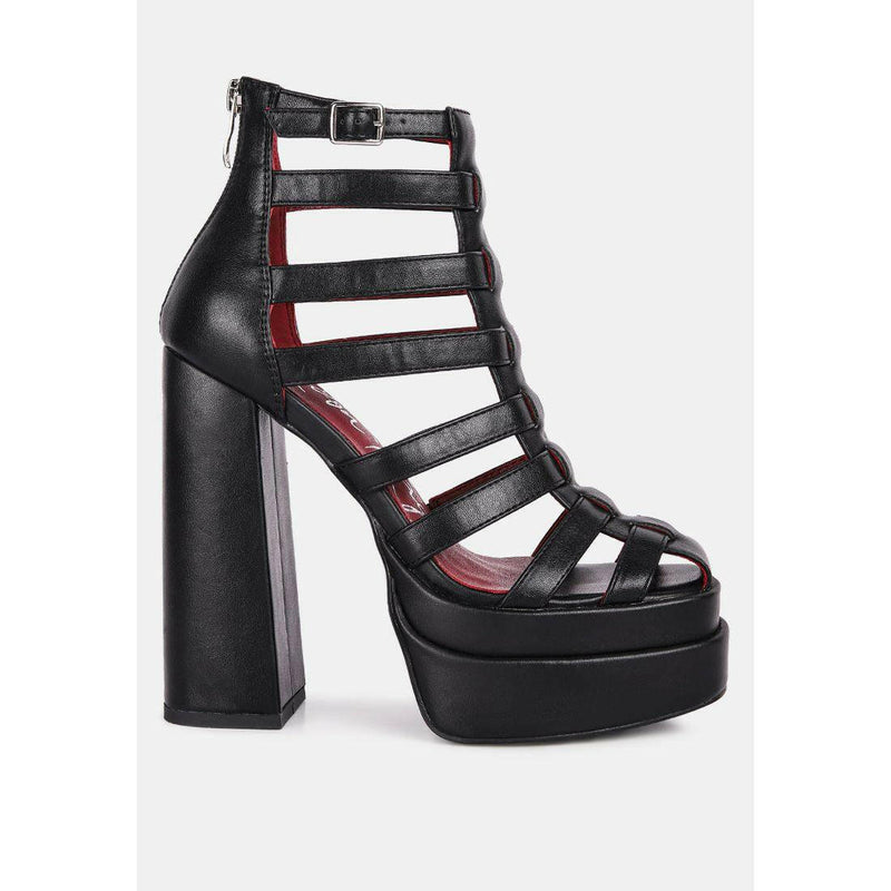 Rielle High Platform Cage Boot Sandals |  quirkitrendz.