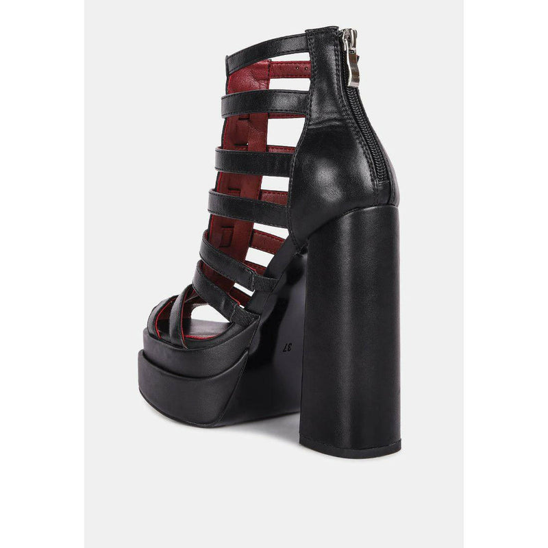 Rielle High Platform Cage Boot Sandals |  quirkitrendz.