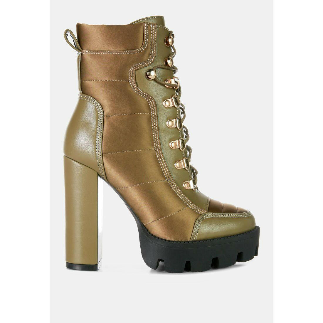 Scotch High Heel Quilted Satin Biker Boots.