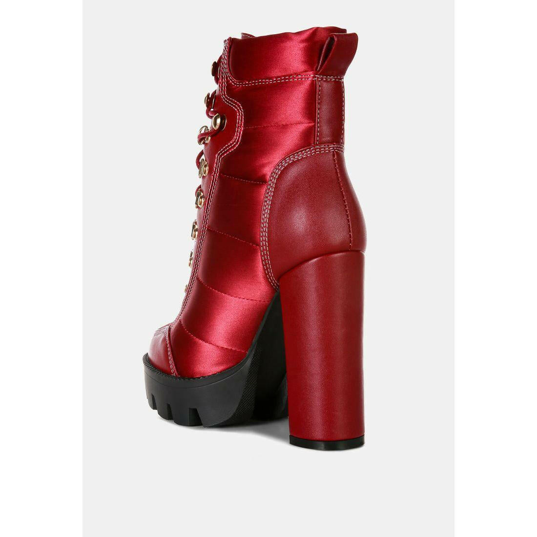 Scotch High Heel Quilted Satin Biker Boots.