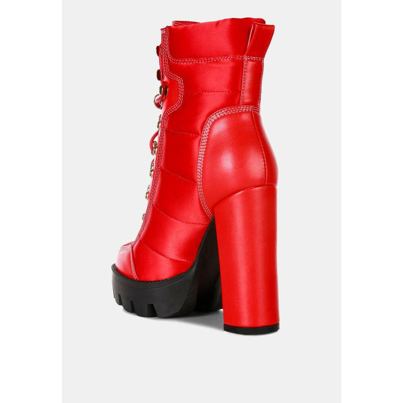 Scotch High Heel Quilted Satin Biker Boots |  quirkitrendz.