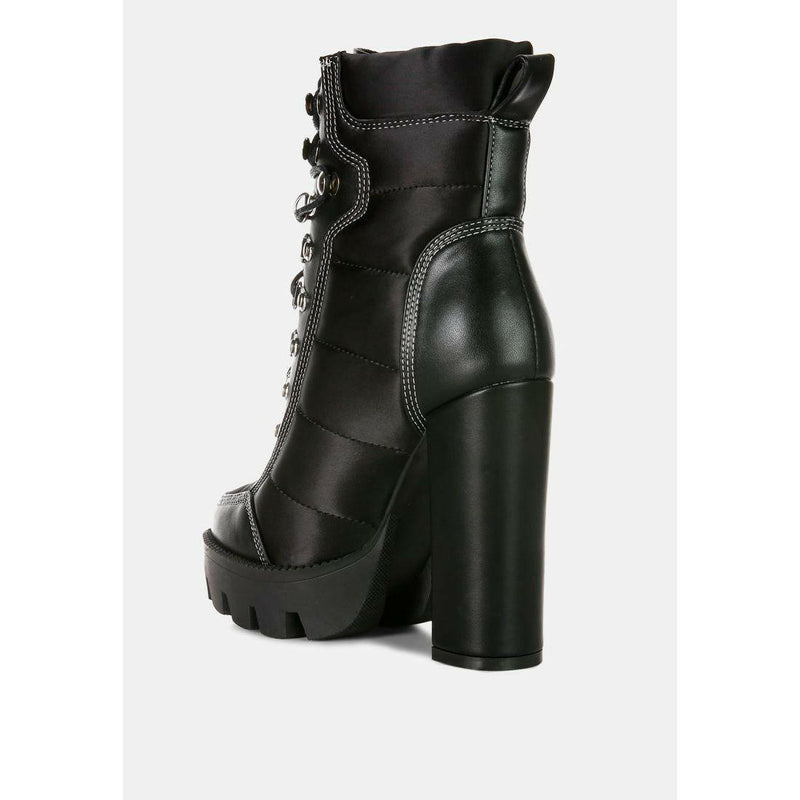 Scotch High Heel Quilted Satin Biker Boots |  quirkitrendz.