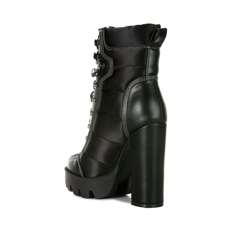 Scotch High Heel Quilted Satin Biker Boots |  quirkitrendz.