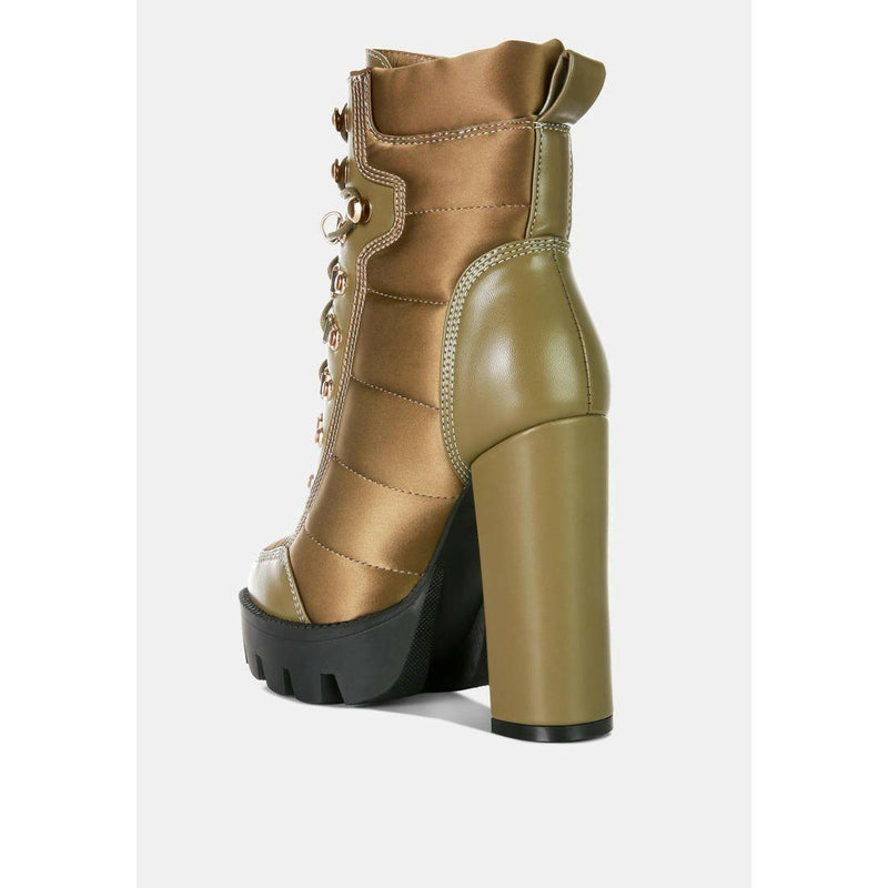 Scotch High Heel Quilted Satin Biker Boots |  quirkitrendz.