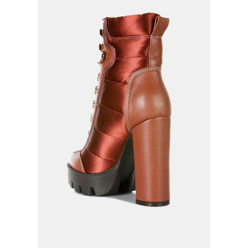 Scotch High Heel Quilted Satin Biker Boots |  quirkitrendz.