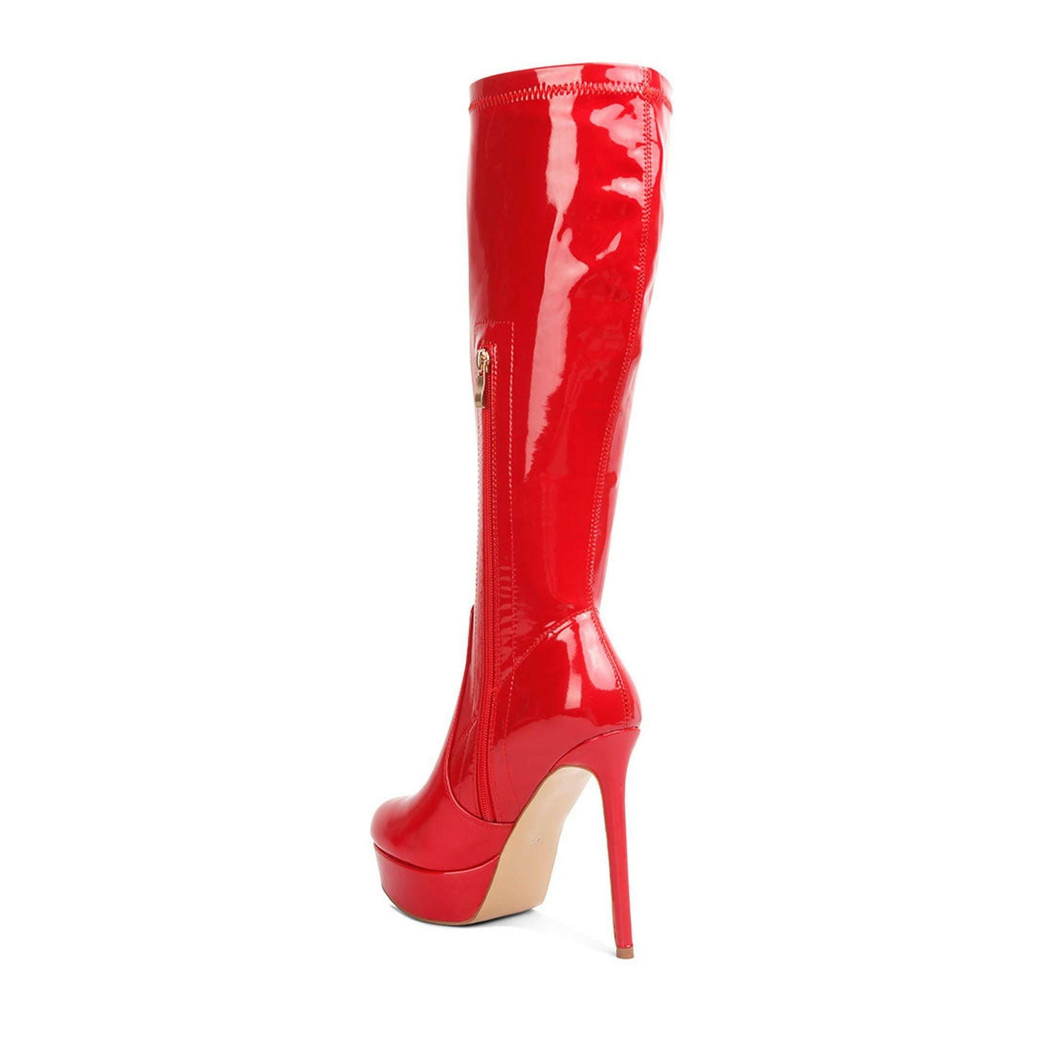 Shawtie High Heel Stretch Patent Calf Boots.