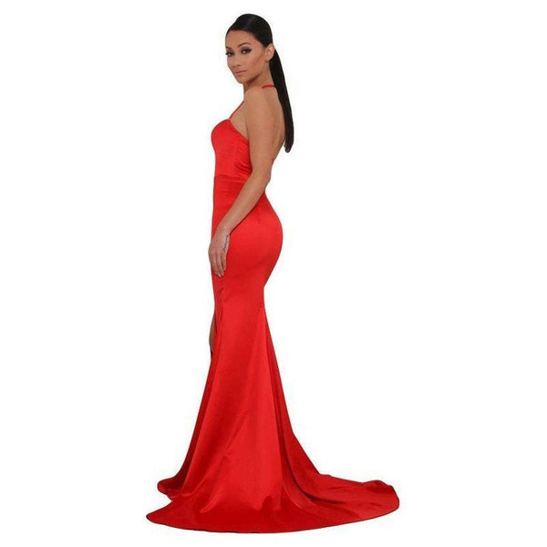 Strapless Red Evening Gown |  quirkitrendz.