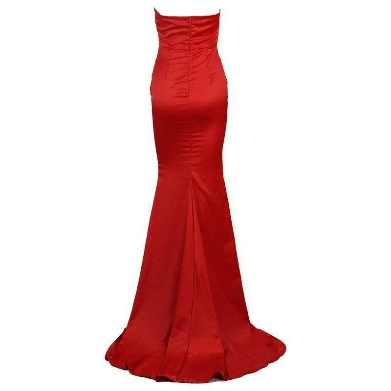 Strapless Red Evening Gown.