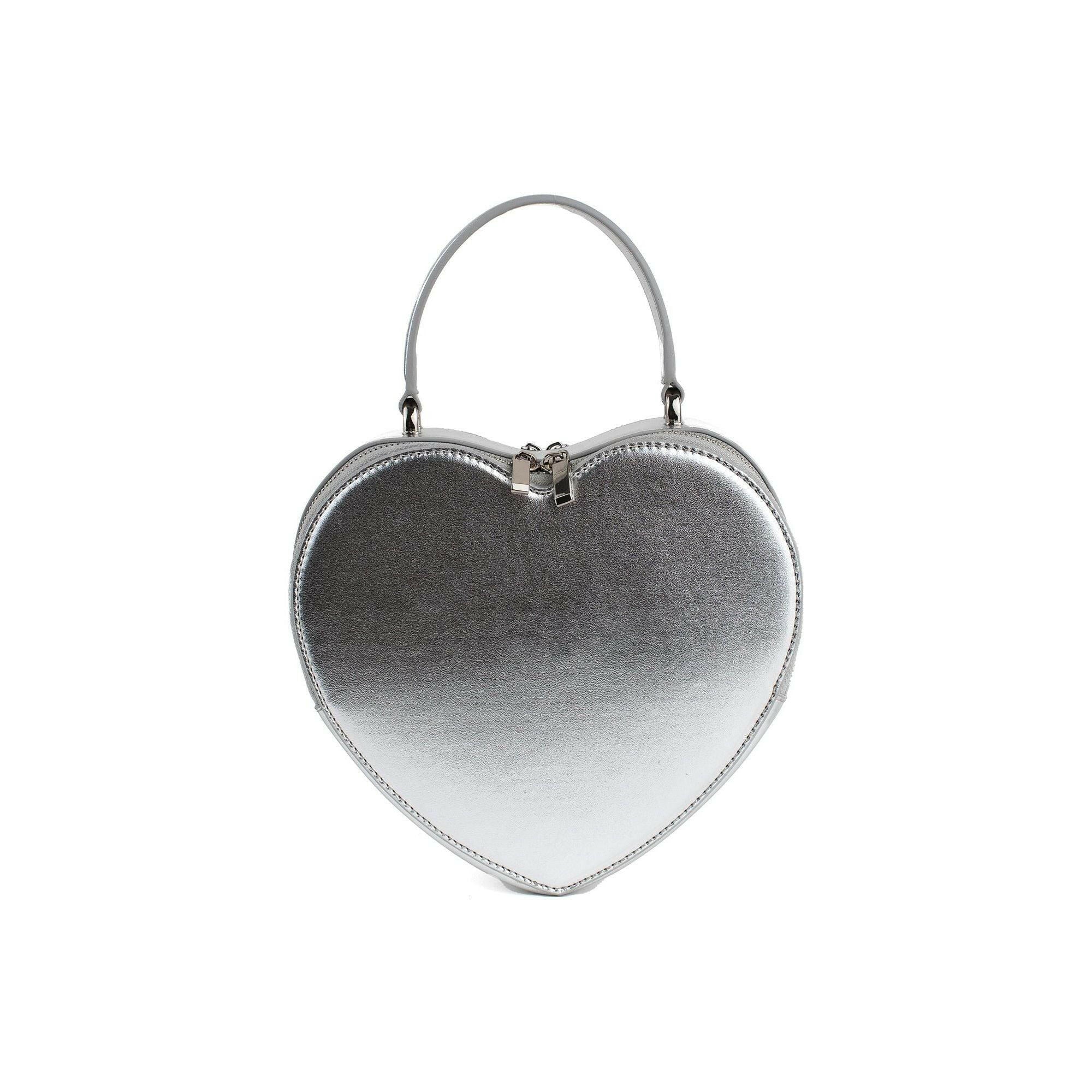 Sweetheart - Silver Vegan Crossbody Bag.